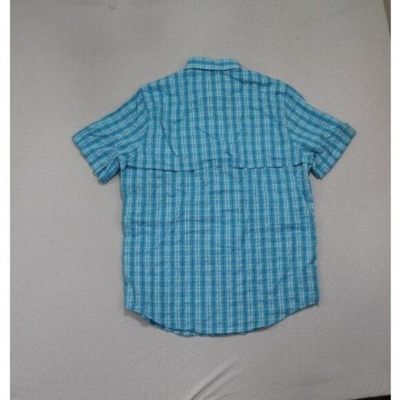 St John Bay Men Blue Shirt Plaid Fishing quick Dri Size Medium - Picture 3 of 7